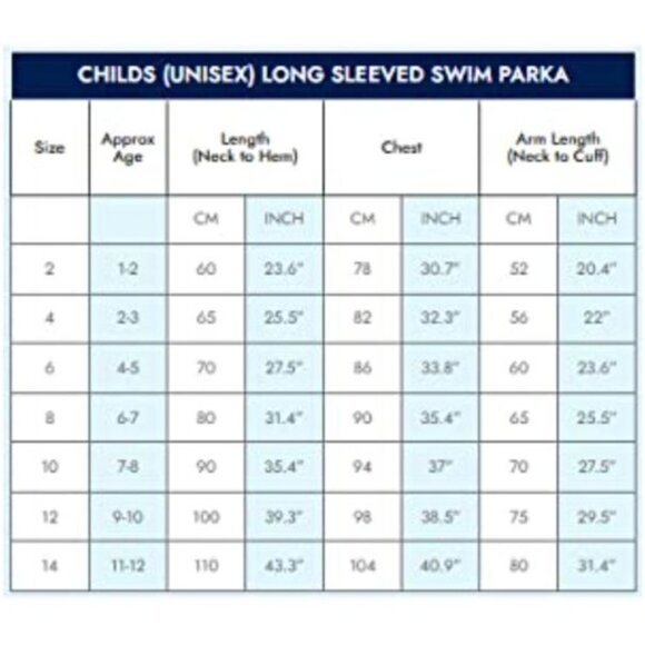 GREAT AUSSIE SWIM PARKAS Swim Robe Kids 14 Youth Long Navy Blue Parka Neon Green - Picture 12 of 14